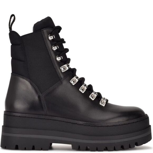 BNIB Marc Fisher Black Platform Lace Up Boots Sz 10 - Picture 2 of 6